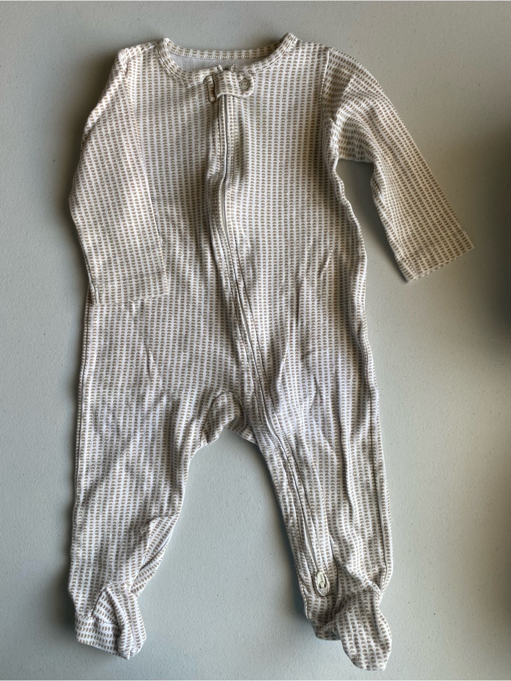 Child of Mine by Carter’s 6-9M Tan Gingham Zip Footie Sleeper
